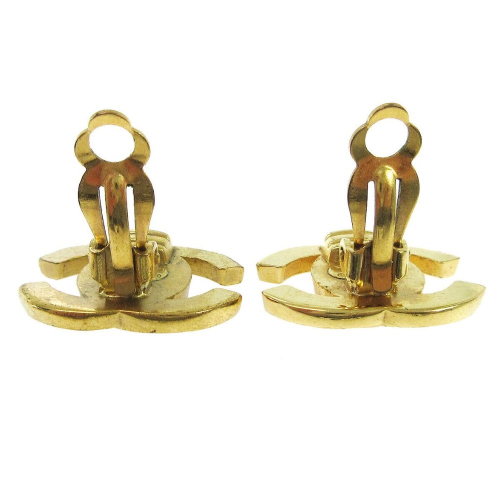 Auth Chanel CC Turnlock Earrings Clip-On Gold Small - Picture 2 of 4
